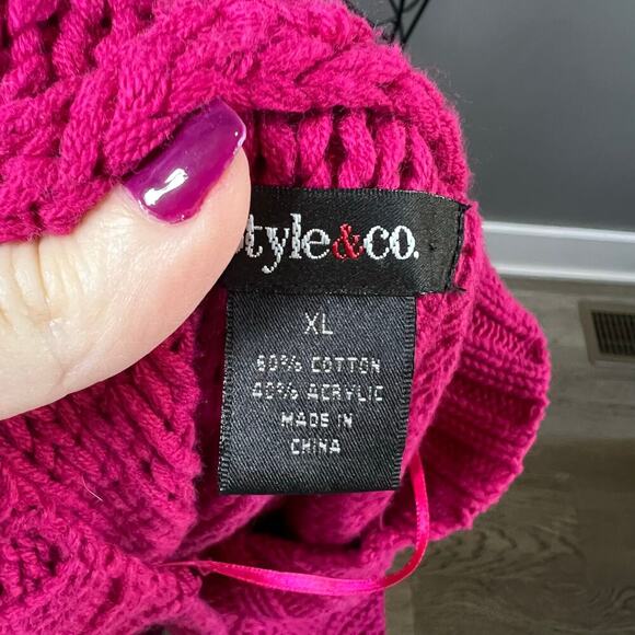 Style & Co Pink Button Front Pleated Long Cardigan  with Hood Size XL - Picture 7 of 7